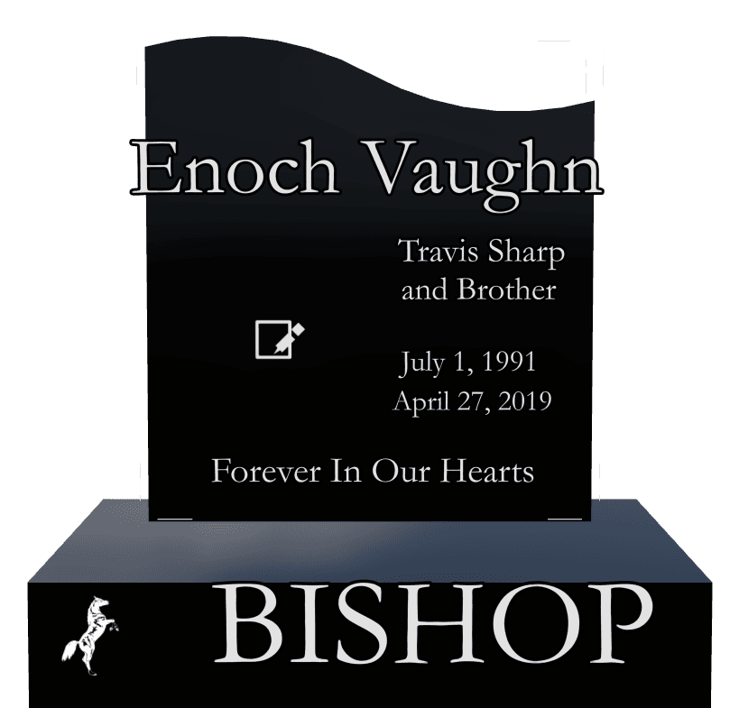 Left Wave Laser-Etched Black Granite Headstone – Beloved Son preview