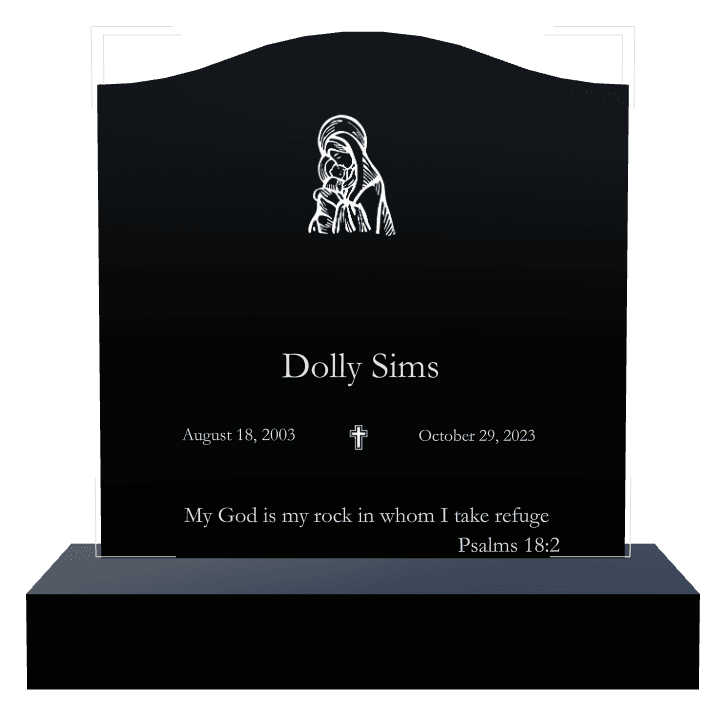 Serpentine Laser-Etched Black Granite Headstone – Psalm preview