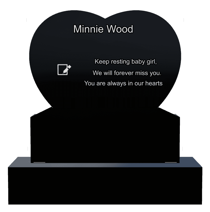 Heart Laser-Etched Black Granite Headstone – Baby Memorial preview