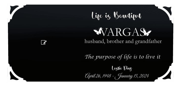 Square Laser-Etched Black Granite Headstone – Butterflies Headstone preview