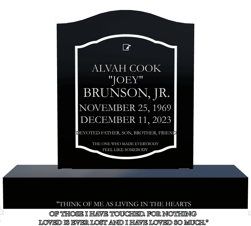 Serpentine Laser-Etched Black Granite Headstone – Devoted Father Headstone preview