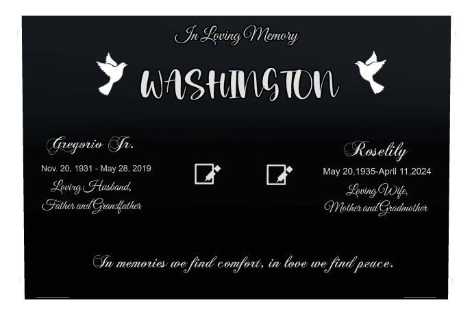 Square Laser-Etched Black Granite Headstone – Loving Husband preview
