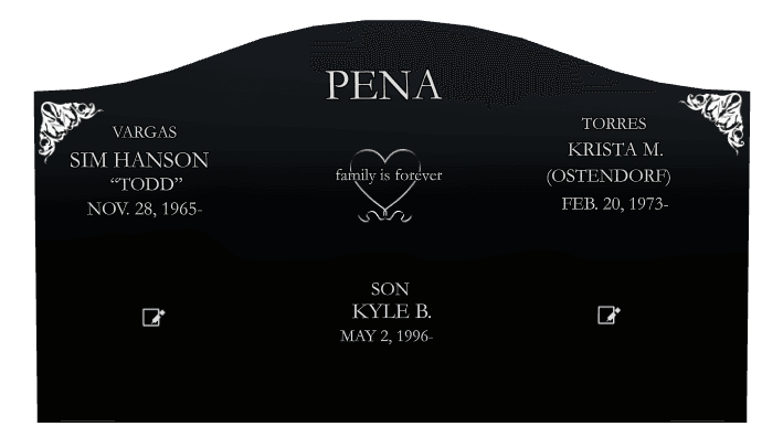 Serpentine Laser-Etched Black Granite Headstone – John preview