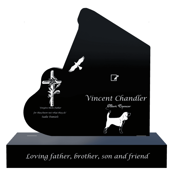 Laser-Etched Black Granite Headstone – Loving Father preview