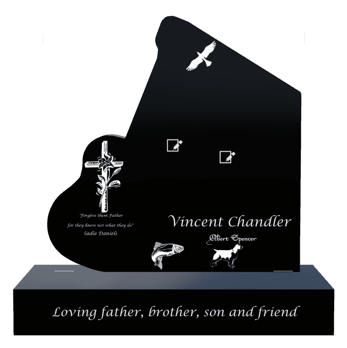 Laser-Etched Black Granite Headstone – Loving Father Headstone preview