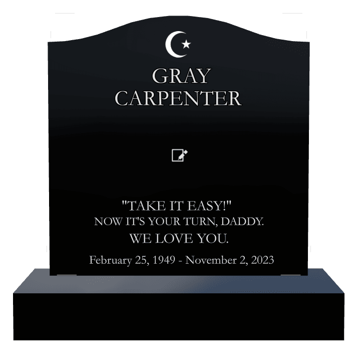 Serpentine Laser-Etched Black Granite Headstone – Star preview