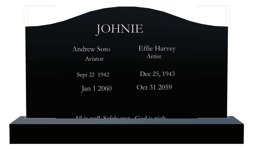 Serpentine Laser-Etched Black Granite Headstone – Religious preview