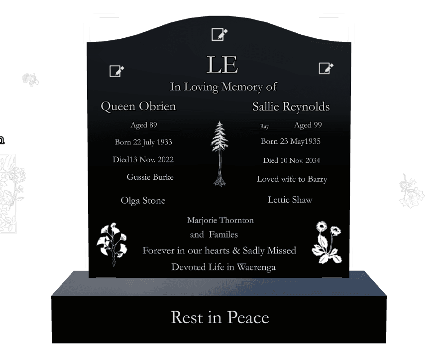 Serpentine Laser-Etched Black Granite Headstone – Forever in Our Hearts preview