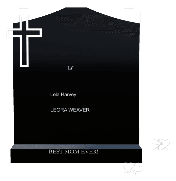 Cropped Peak Laser-Etched Black Granite Headstone – Cross Heart preview