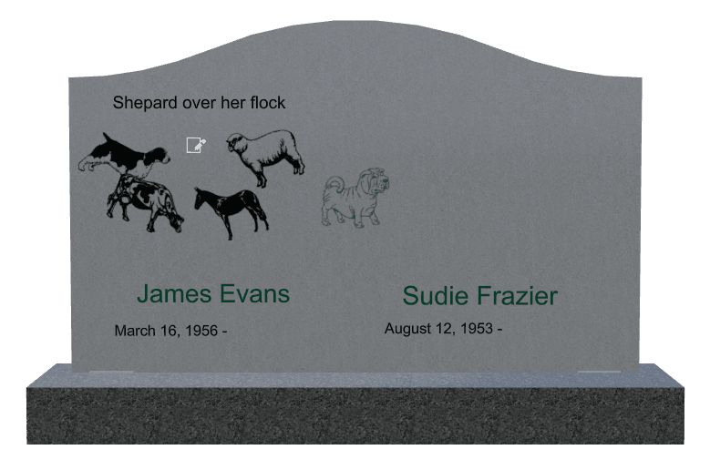 Serpentine Laser-Etched Black Granite Headstone – John preview
