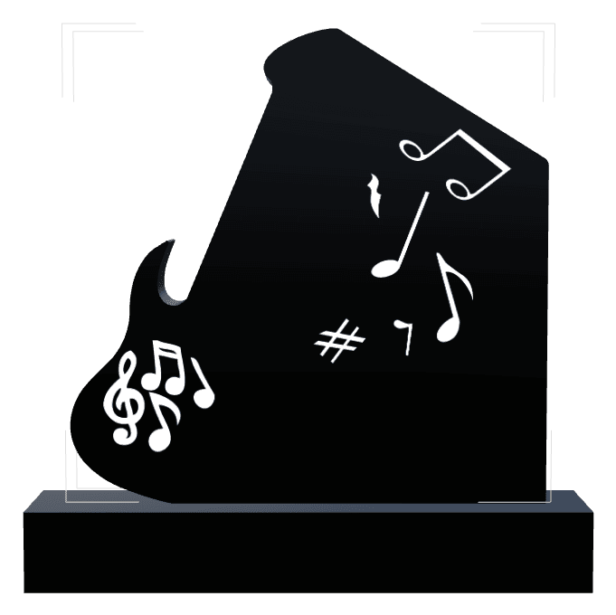 Laser-Etched Black Granite Headstone – Music preview