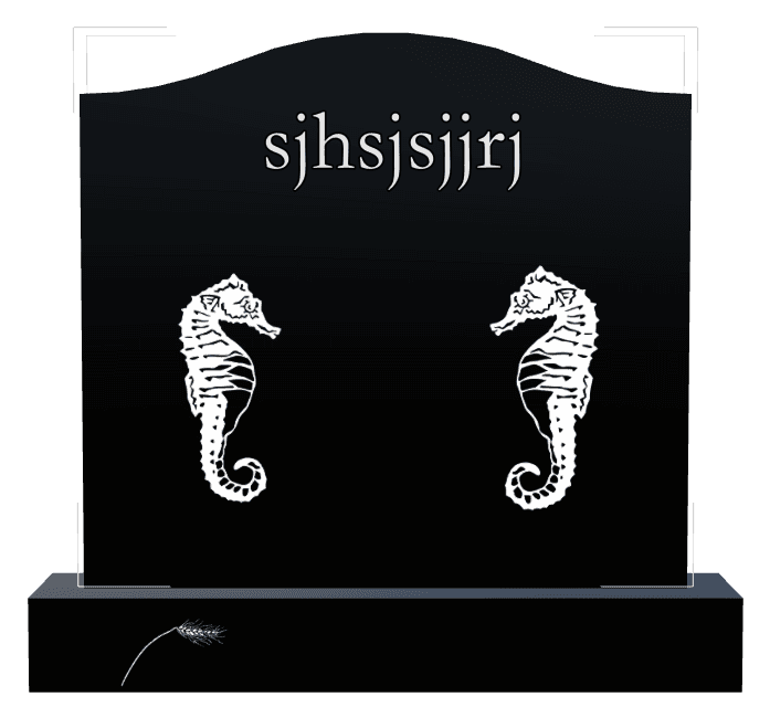 Serpentine Laser-Etched Black Granite Headstone – Fish Flower Headstone preview