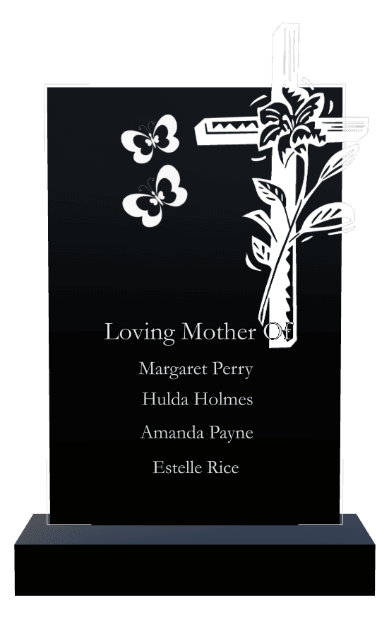 Square Laser-Etched Black Granite Headstone – Loving Mother preview