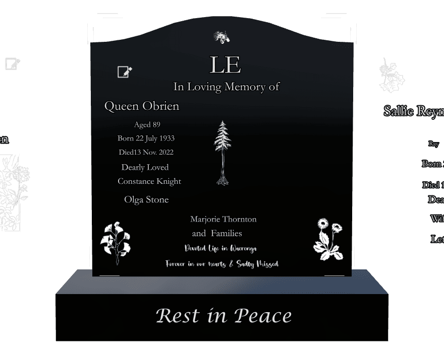 Serpentine Laser-Etched Black Granite Headstone – Forever in Our Hearts preview