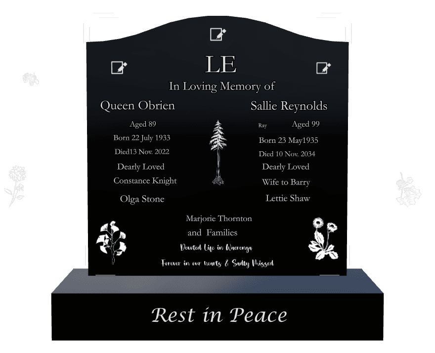 Serpentine Laser-Etched Black Granite Headstone – Forever in Our Hearts preview