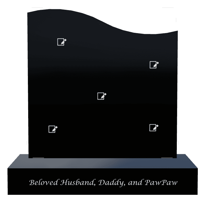 Left Wave Laser-Etched Black Granite Headstone – Husband preview