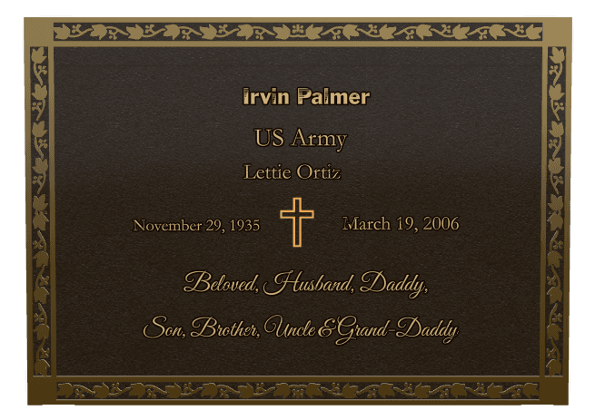 Rectangle (landscape) Bronze Plaque – cross preview
