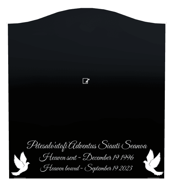 Serpentine Laser-Etched Black Granite Headstone – Birds preview