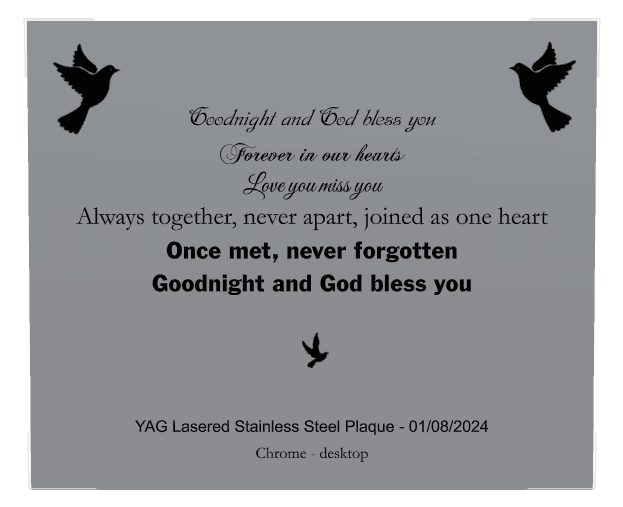 Stainless Steel Plaque Stainless Steel Plaque – Forever in Our Hearts preview