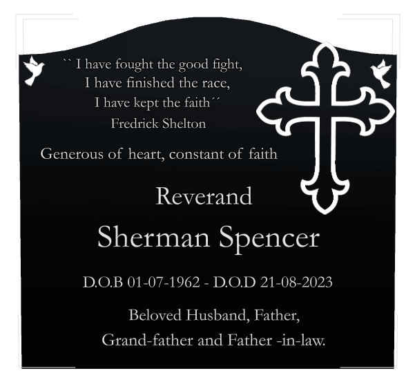 Serpentine Laser-Etched Black Granite Headstone – Fought The Good Fight preview