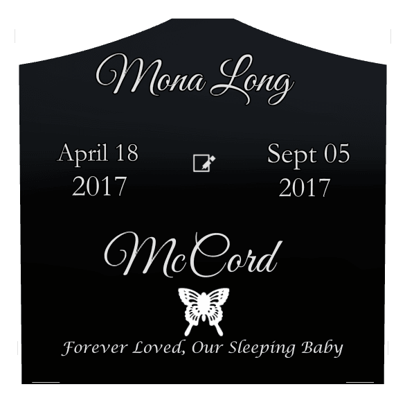 Cropped Peak Laser-Etched Black Granite Headstone – Forever Loved preview