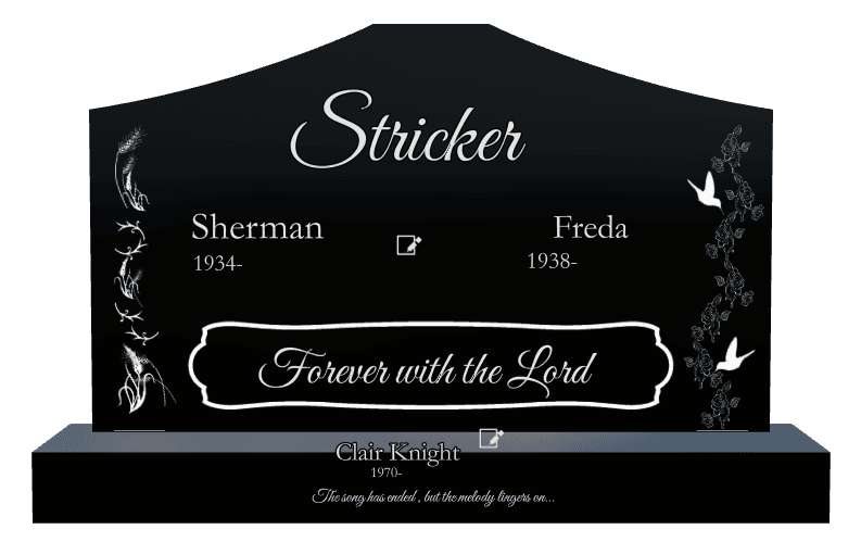 Cropped Peak Laser-Etched Black Granite Headstone – Song preview
