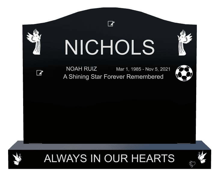 Serpentine Laser-Etched Black Granite Headstone – Always in Our Hearts preview