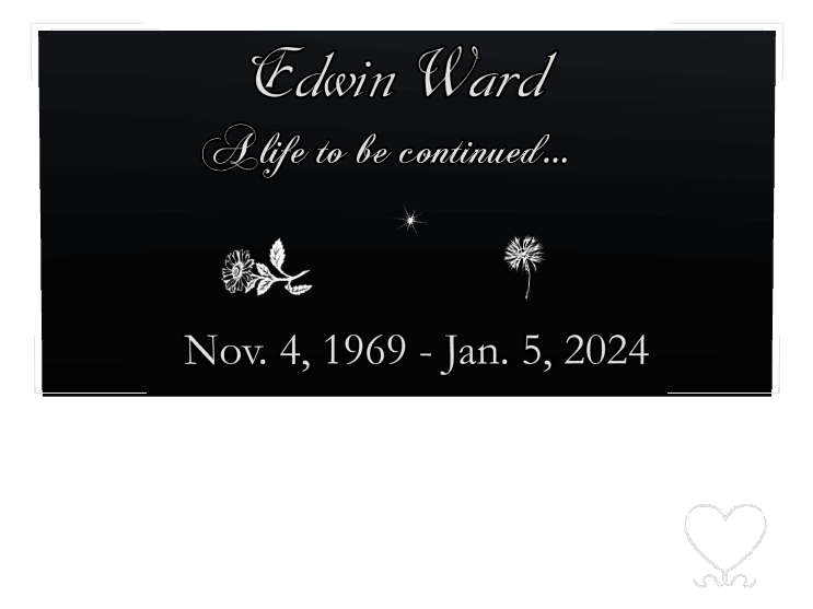 Square Laser-Etched Black Granite Headstone – Flower Heart preview