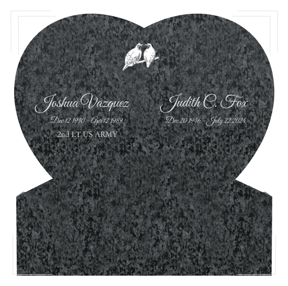 Heart Traditional Engraved Headstone – bird preview