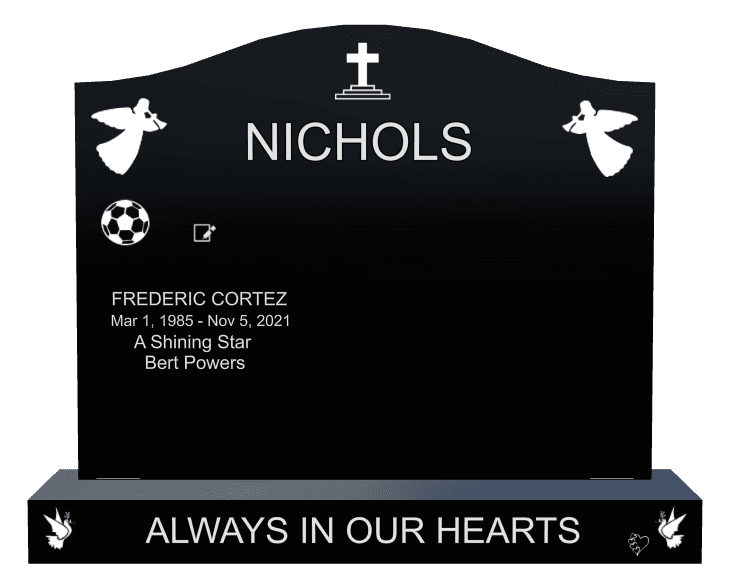 Serpentine Laser-Etched Black Granite Headstone – Always in Our Hearts preview