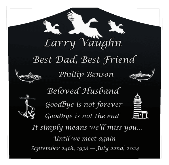 Cropped Peak Laser-Etched Black Granite Headstone – Until we Meet Again preview