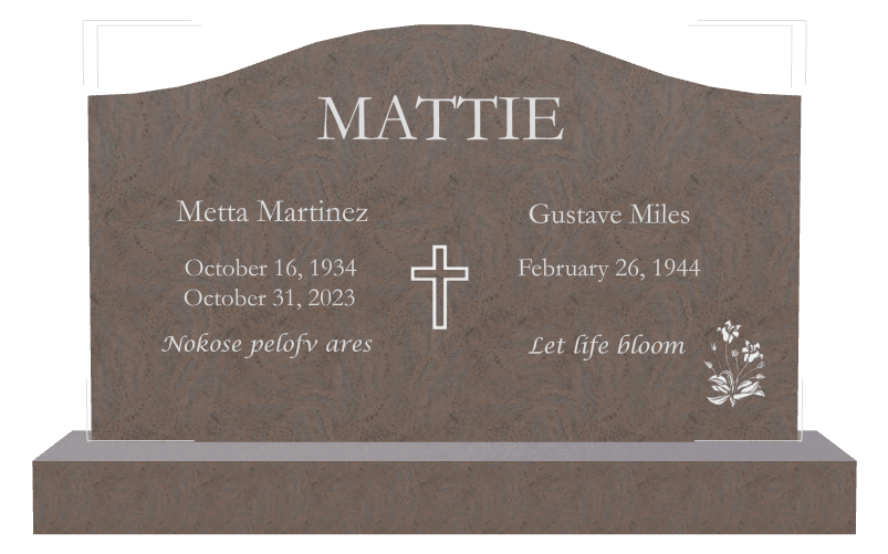 Serpentine Traditional Engraved Headstone – Cross Flower preview