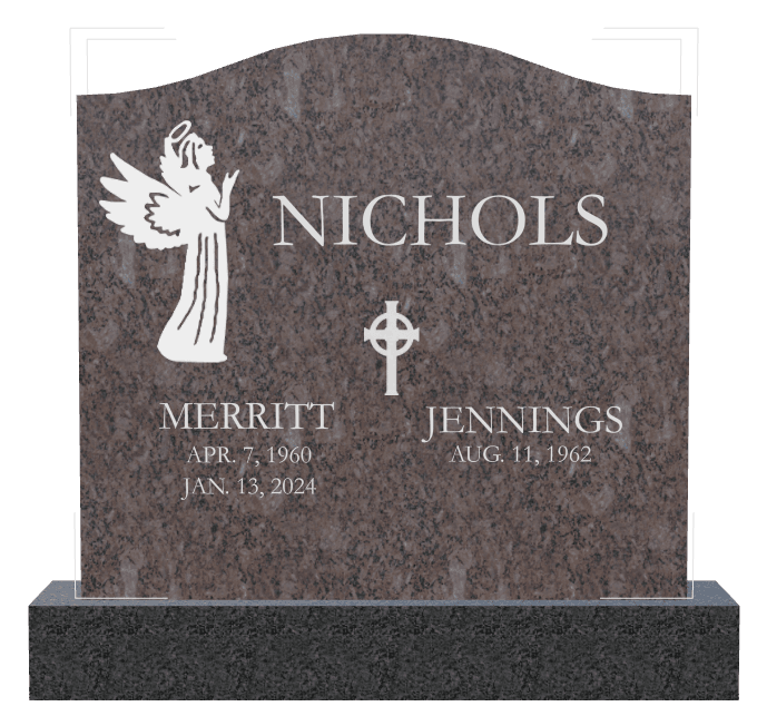Serpentine Traditional Engraved Headstone – Angel Cross preview