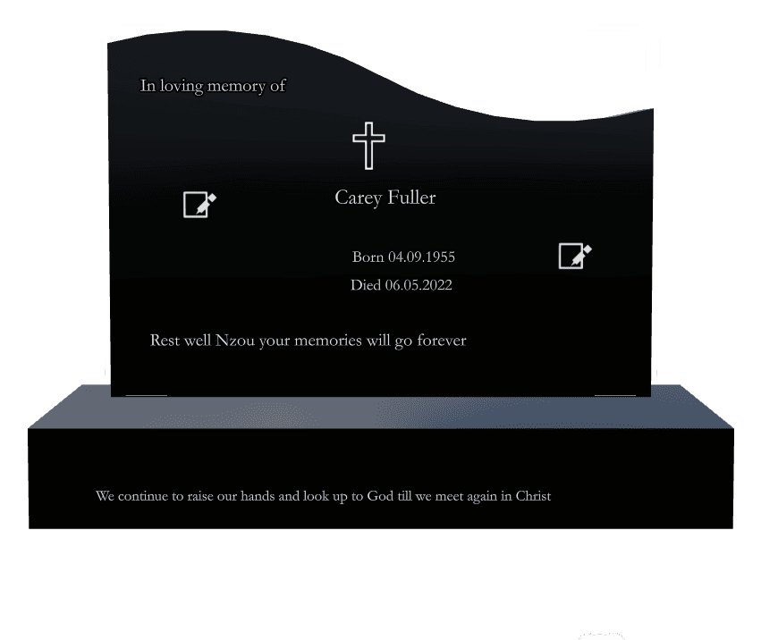 Left Wave Laser-Etched Black Granite Headstone – In Loving Memory preview