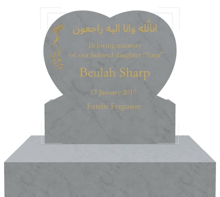 Heart Traditional Engraved Headstone – heart preview