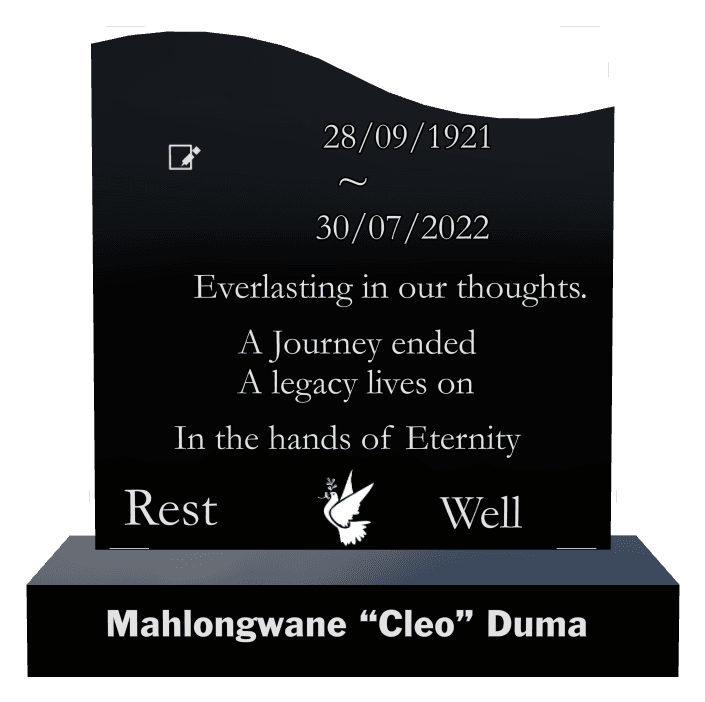 Left Wave Laser-Etched Black Granite Headstone – Dove Headstone preview