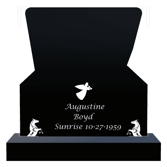 Laser-Etched Black Granite Headstone – Angel Horse preview