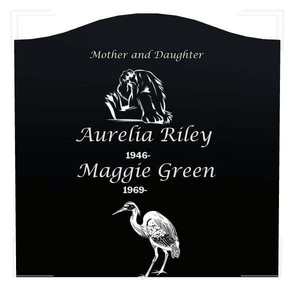 Serpentine Laser-Etched Black Granite Headstone – Bird preview