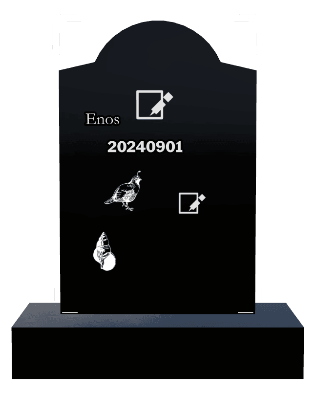 Curved Gable Laser-Etched Black Granite Headstone – John preview