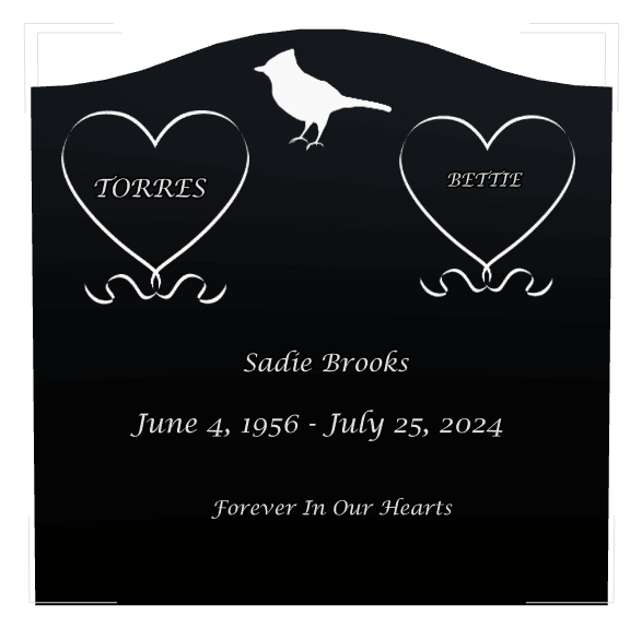 Serpentine Laser-Etched Black Granite Headstone – Forever in Our Hearts preview