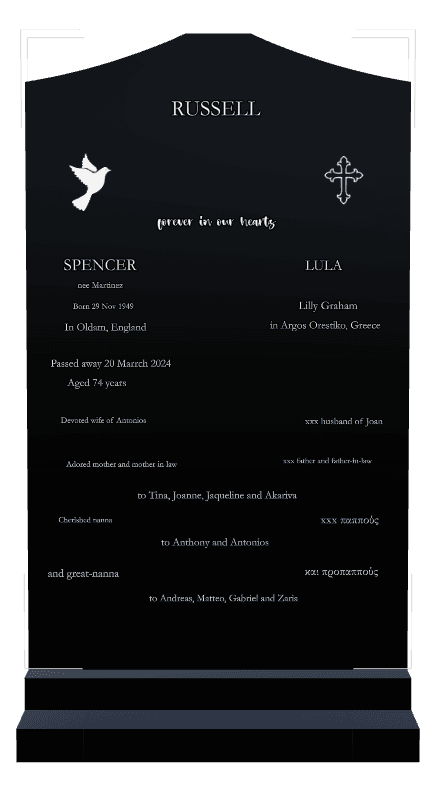 Serpentine Laser-Etched Black Granite Headstone – Devoted Wife preview
