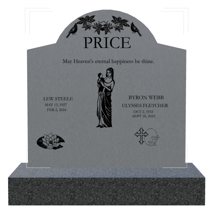 Curved Gable Traditional Engraved Headstone – May Heavens Eternal Happiness be Thine preview