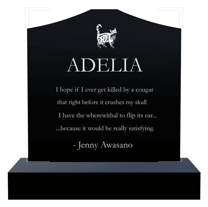 Cropped Peak Laser-Etched Black Granite Headstone – Cat preview