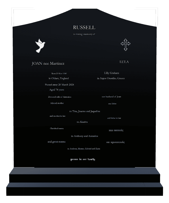 Serpentine Laser-Etched Black Granite Headstone – Devoted Wife preview