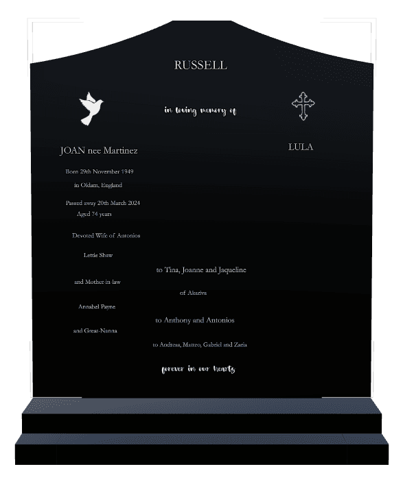 Serpentine Laser-Etched Black Granite Headstone – Devoted Wife preview