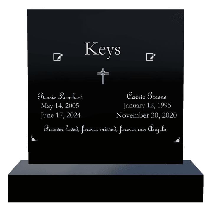 Square Laser-Etched Black Granite Headstone – Forever Loved preview