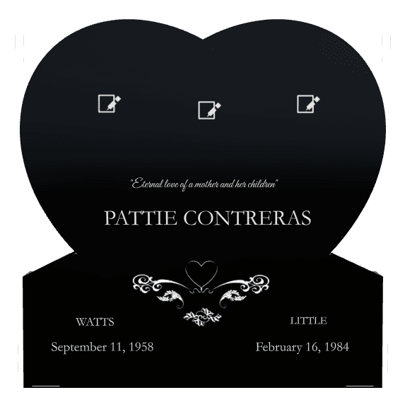 Heart Laser-Etched Black Granite Headstone – heart preview