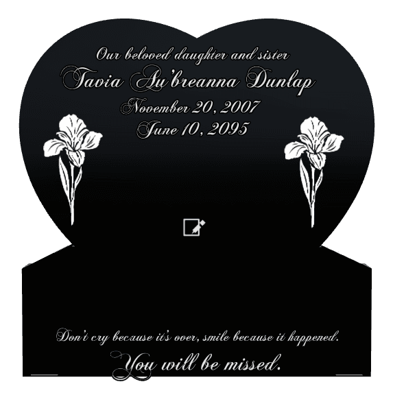Heart Laser-Etched Black Granite Headstone – flower preview