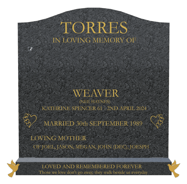 Serpentine Traditional Engraved Headstone – Loving Mother preview