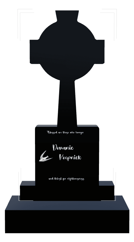 Laser-Etched Black Granite Headstone – Bird preview